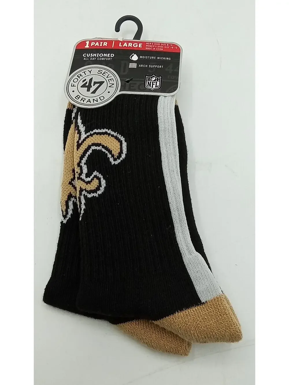 New Orleans Saints NFL '47 Brand Socks Size Large M 9-13, W 10-12